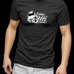 Young,Male,In,Blank,Black,T-shirt,,Front,And,Back,View,